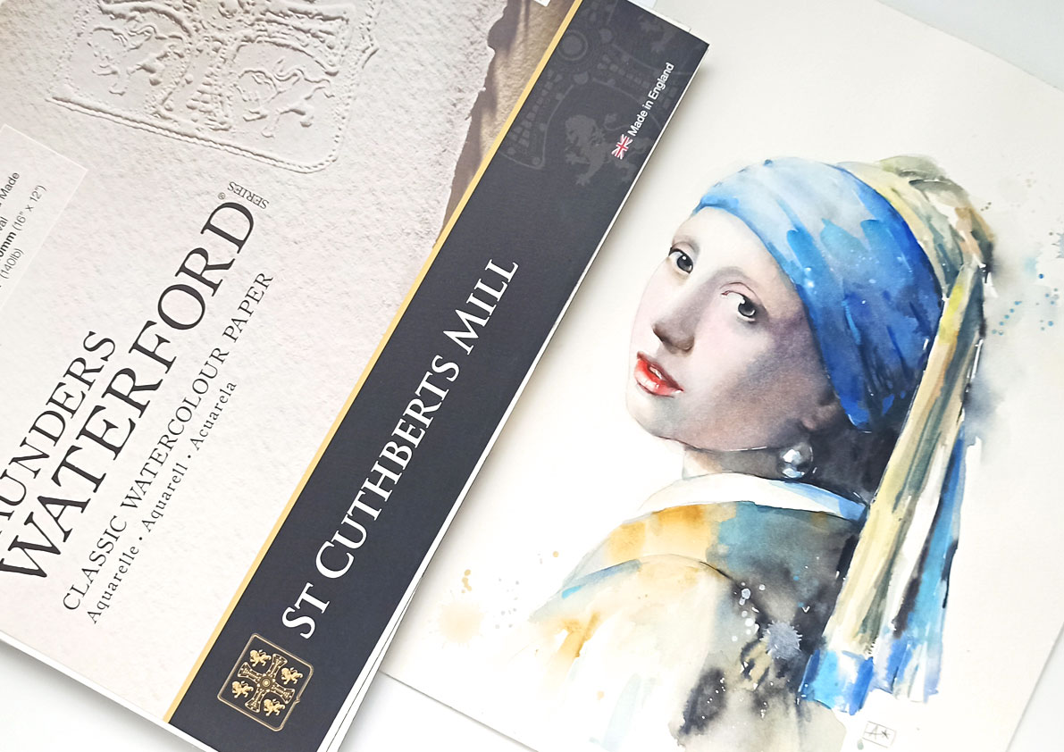 Retrato con acuarela de la Joven de la perla de Vermeer