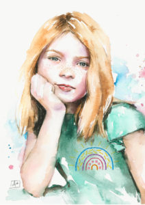Retrato niña arcoiris