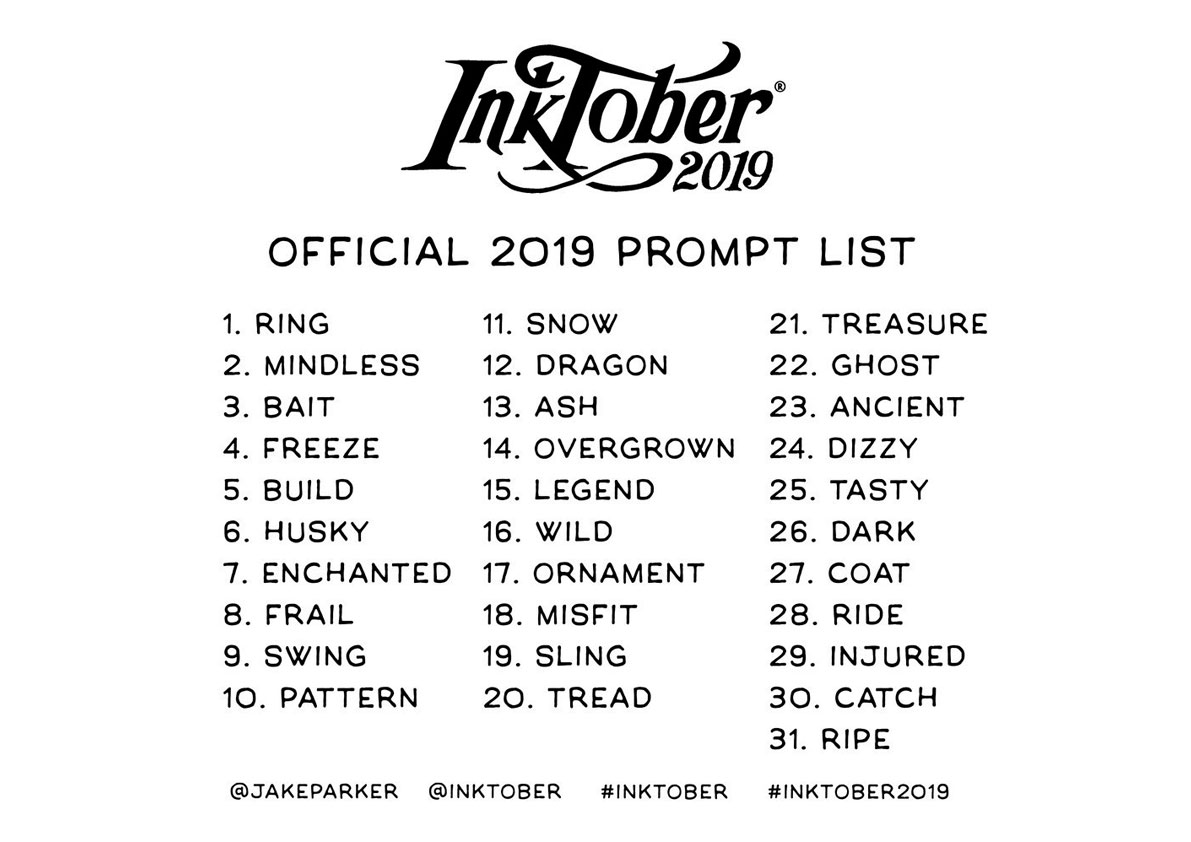 lista oficial inktober 2019