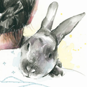 Acuarela conejo gris