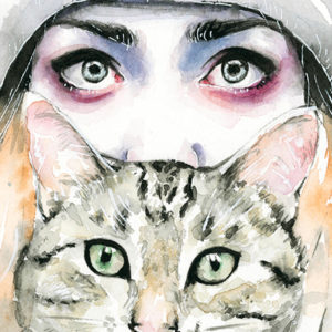 Ojos de gato acuarela