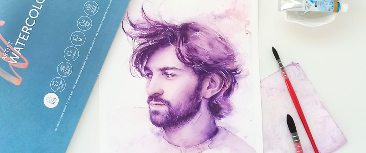 como pintar pelo masculino con acuarela