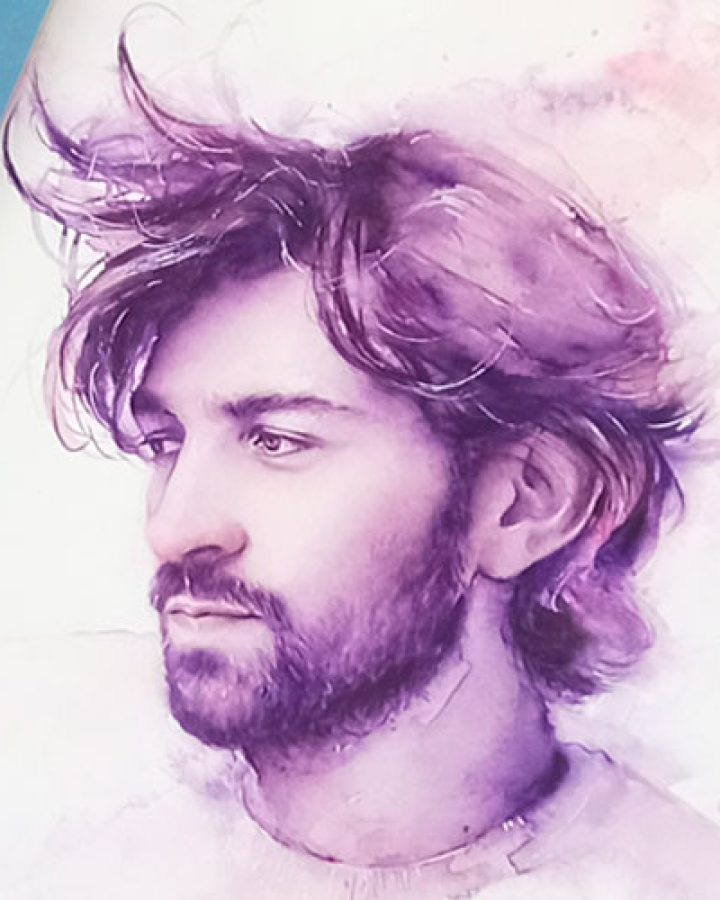 como pintar pelo masculino con acuarela